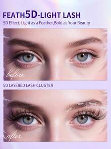 140片装 C型卷翘混合款假睫毛簇，长度8-16毫米，纤细自然，DIY单根假睫毛，易于佩戴，可重复使用，适合日常妆容。睫毛簇，单根假睫毛，假睫毛，D型卷翘睫毛簇，大容量套装，新手友好型假睫毛教程，浓密蓬松的DIY分段式睫毛嫁接套装，包含胶水、封层剂和镊子。 - 彩色 - 查看 6
