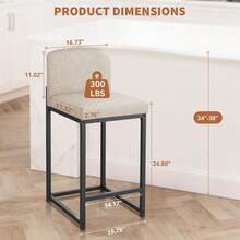 Techigher Counter Height Bar Stools Set Of 2, Modern Kitchen Island Stools With Back, Upholstered Faux Leather Counter Barstools Armless Bar Chairs With Metal Frame For Island Dining Room Bar - Beige - View 4