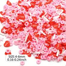 20克/0.7盎司混合心形聚合物粘土片，XOXO环氧树脂装饰品，无香型，适用于DIY手工、美甲、情人节 - 彩色 - 查看 1