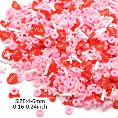 20g/0.7oz Rebanadas de arcilla polimérica con forma de corazón de colores mixtos, decoraciones de resina epoxi XOXO, sin olor, para manualidades DIY, arte de uñas, Día de San Valentín