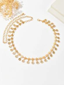 1pc Minimalist Gold Boho Style Sunflower & Smiling Face Waist Chain, Suitable For Weddings, Banquets, Parties - Gold - View 3