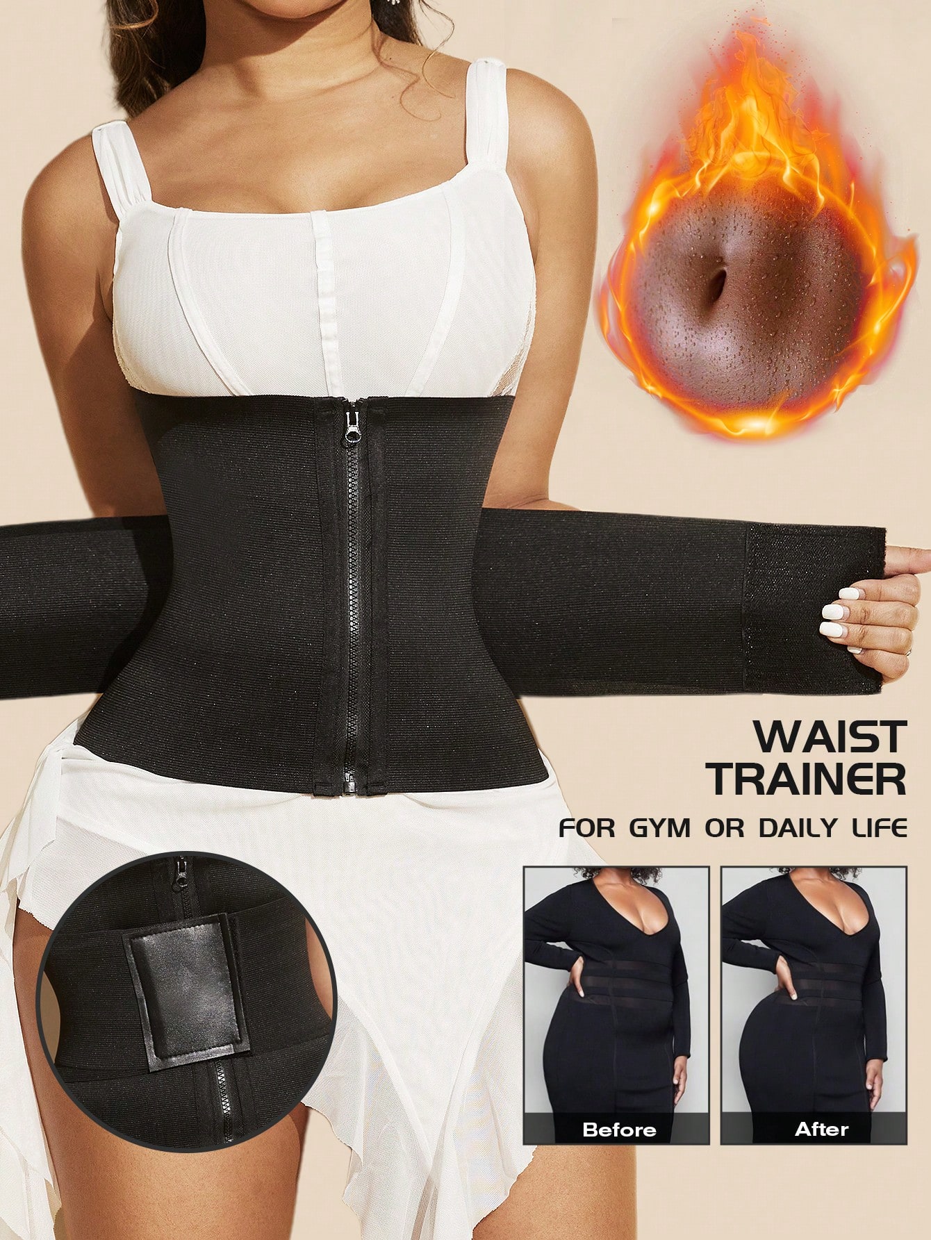 1 قطعة مشكل الخصر للنساء باللون الأسود، مشكل الخصر...