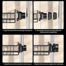 重型不锈钢淋浴置物架 - 无需钻孔的浴室收纳架，带挂钩，节省空间的壁挂式淋浴架，可放置洗发水、护发素、香皂、沐浴露 - 易于安装在浴室或淋浴门上，时尚金属饰面，防锈材质 - 彩色 - 查看 7