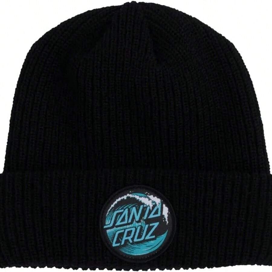 SANTA CRUZ Wave Dot Beanie Long Shoreman Hat Black OS Unisex - A - 查看 1