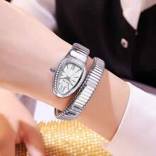 Nuevo reloj de cuarzo de moda casual con forma de serpiente y diamantes para damas, reloj de uso diario y regalo, reloj de serpiente - Multicolor - Ver 6