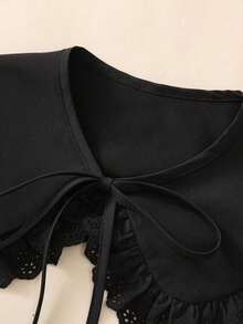 1pc Ladies' Black Collar Shawl With Lace Decoration, Fashion False Collar Daily Wear Valentine's Day Valentines MKMM - 黑色 - 查看 2