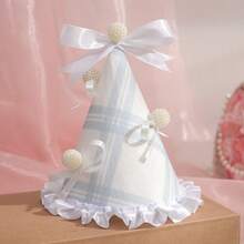 1pc Pearl Bow Lace Birthday Hat, Party Decoration & Photo Prop - Multicolor - View 11