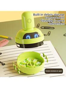 3-Speed Handheld Mini Vacuum Cleaner, Cute Desktop Cleaning Tool, Suitable For Desks And Computer Surfaces, 4 Colors (White, Red, Green, Blue), Christmas Gift, Suitable For Students, Elegant Appearance - Multicolor - View 5