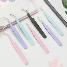 2pcs Stainless Steel Tweezers Set (1 Straight Tweezer And 1 Curved Tweezer), DIY Craft Tools