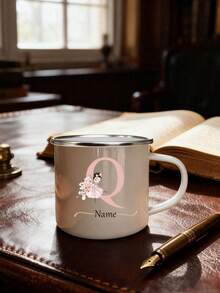 Custom Name Personalized Gift White Enamel Mug, Personalized Initial Mug, Monogram Letter A-Z, Custom Mug, Secret Santa Gift, Christmas Coffee Cup, Custom Name Mug, Xmas Mug, Gift, Thanksgiving Gift, New Year Gift, Party Decor