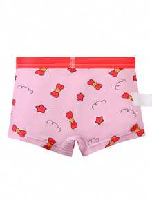 4 件装女童可爱蝴蝶结、宠物图案撞色舒适三角裤，幼儿和小孩内裤 - 彩色 - 查看 6