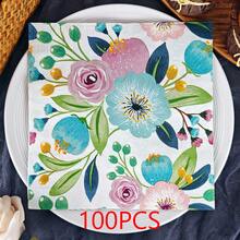 IOOJA 20/50/100 lembar Serbet Pesta Sekali Pakai 2 Lapis Ukuran Terbuka 33*33cm Motif Bunga, Cocok untuk Pesta Bertema, Penting untuk Acara Perusahaan, dan Pertemuan Bersama Teman - MultiWarna - View 9