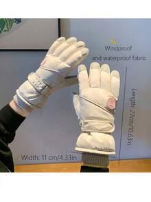 1 Pair Women's Professional Ski Gloves - Thick Fleece Windproof Cold-Proof Outdoor Skiing Warm Gloves, Bicycle Riding Anti-Cold Gloves, Non-Slip Palm, Touchscreen Compatible - Multicolor - View 6