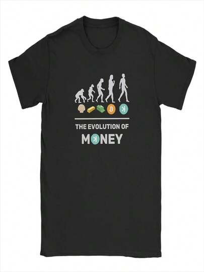 Kaspa The Evolution of Money Grey T-Shirt  Streetwear Cotton T-Shirts Summer O Neck Harajuku Tees Loose Big Size Clothes