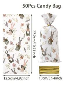 100个复活节兔子礼品袋，兔子胡萝卜图案糖果袋，复活节彩蛋寻宝游戏礼品包装袋，糖果饼干食品包装袋，复活节派对回礼袋，复活节派对装饰，复活节快乐装饰，复活节彩蛋寻宝游戏派对用品，复活节派对用品，复活节兔子装饰，春季装饰，派对回礼，礼品包装袋 - 彩色 - 查看 11