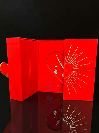 情人节“我爱你”首饰礼盒，可折叠方形浪漫创意礼盒，适用于项链、手链、耳环，是装饰、周年纪念、求婚、婚礼、生日、母亲节、圣诞节的完美之选（不含首饰）