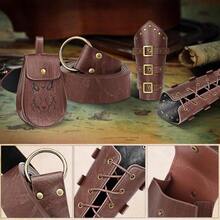 Renaissance Accessories Men Women Viking Medieval Belt Pouch Leather Bracers Viking Costume Men Accessories For Halloween - ColorB - 查看 3