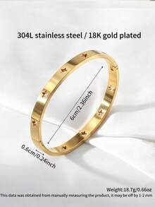 1 chiếc vòng tay hình ngôi sao năm cánh rỗng bằng thép không gỉ thời trang, thích hợp để đeo hàng ngày, trong các lễ hội, kỷ niệm, sinh nhật và là một lựa chọn quà tặng lý tưởng. - Ngôi sao năm cánh - Xem 5