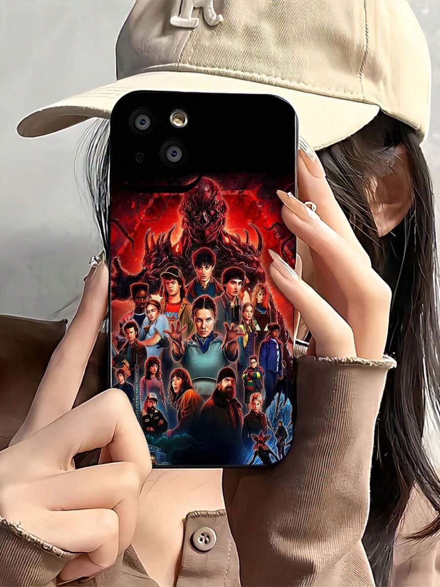 Estuche para teléfono Monster Squad Action Compatible con estuches para teléfonos   17  16 Pro Max  15 Pro Max  13 y  12 Hecho de material TPU a prueba de caídas, resistente al desgaste y cómodo de sostener Un gran regalo para familiares, amigos, seres queridos, novios/novias y para Halloween - Negro - Ver 1