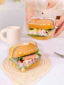 Transparent Mini Hamburger Box, Single Serving Sandwich Packaging Box With Lid, Suitable For Stall Selling - Transparent - View 1