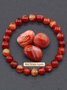 8mm Sunstone & Agate Crystal Beaded Handmade Bracelet - Stone Bracelet - View 25