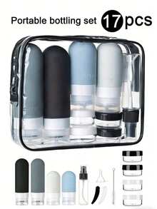 17pcs Travel Toiletry Set - Leak-Proof Silicone Containers For Shampoo, Lotion, Soap Etc. Refillable Bottles With Storage Bag | TSA Approved Travel Essentials - Multicolor - View 1