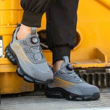 Light Steel Toe Work Shoes Men's Work Sneaker Rotated Button Easy Wear Work Work Boots Breathable Sport Work Shoes Men Boots - Grey - View 4