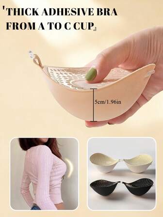 1 par 5 cm tjocka självhäftande dekolletageförstärkande återanvändbara silikon-bh-inlägg med justerbara remmar, svettsäkra och osynliga för BH:ar, badkläder, bröllop, yoga, fitness