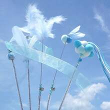 3 包弹力猫棒玩具趣味互动毛绒猫钓鱼杆玩具带铃铛柔软天然木质小猫逗猫棒适用于室内猫咪小猫无聊猫咪（款式随机发货） - 藍色 - 查看 4