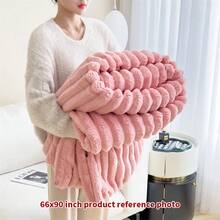 XBH Multiple Size Options Extra-Large Blanket 108in*90in*90in Thick Blanket Soft And Comfortable Warm 3D Rabbit Hair Double-Sided Blanket Warm Velvet Blanket Nap Blanket Air Conditioning Blanket Office Outdoor Camping Gift Blanket Bedroom Guest Room Living Room Student Dormitory Car Sofa Travel, Versatile Blanket For All Seasons, Full Coverage Of Christmas Gifts - Pink - View 8