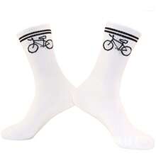 1 Pair High Elasticity Jacquard Socks, Cycling Sports Socks, Casual Versatile Gift Socks
