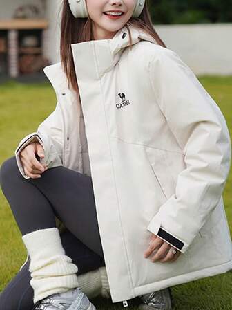 CAMEL CROWN Kvinnors skidjacka Vattentät varm kappa vinterfleece snökappa huva snowboardjacka