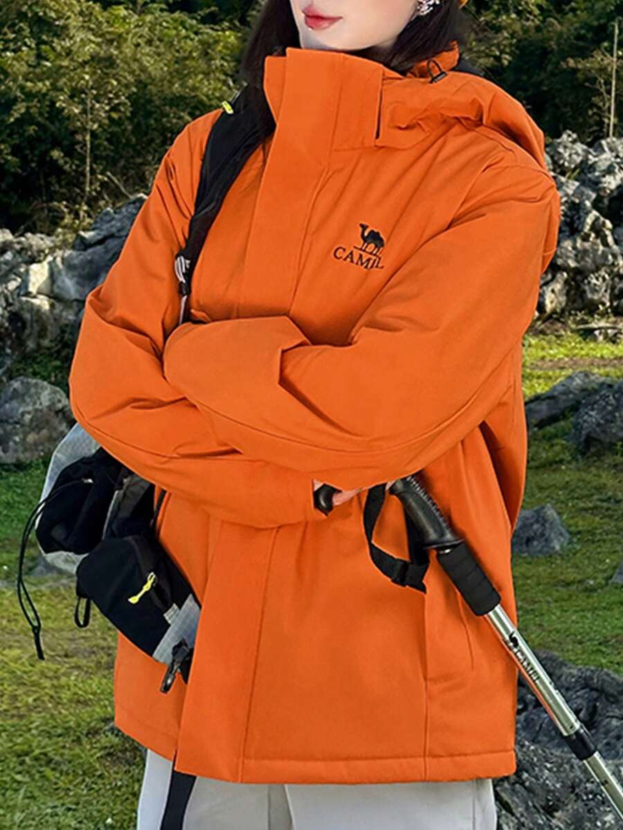 CAMEL CROWN Áo khoác trượt tuyết nữ chống thấm nước ấm áp mùa đông áo khoác tuyết có mũ trùm đầu trượt tuyết - Oxit cam - Xem 1