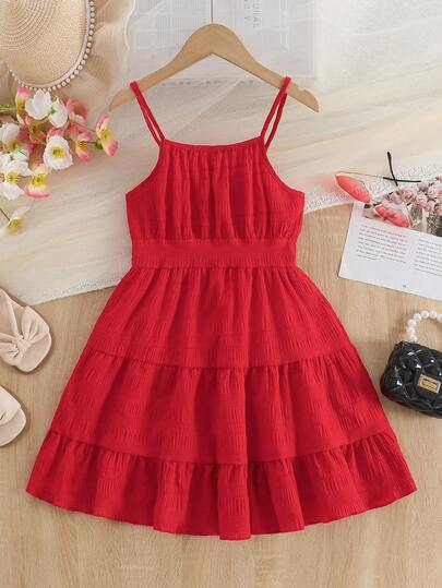 2-25 Girls' Summer Elegant Solid Color Sleeveless Slip Dress, Fashion & Chic