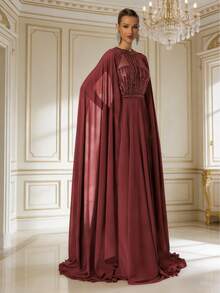 DELLA COUTURE Váy dạ hội dài màu đỏ tía, váy dự tiệc mùa hè cho nữ, hoàn hảo cho đám cưới, tiệc chiêu đãi, thảm đỏ, tiệc tùng, vũ hội và các dịp trang trọng khác, thiết kế thời trang cao cấp giúp bạn tỏa sáng, váy dạ hội cocktail - Màu Đỏ Sâu - Xem 4