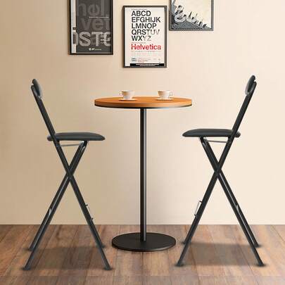 Tabouret de bar pliant, chaise haute pliante, lot de 2 tabourets de bar pliants avec dossier, tabouret pliant portable pour salle à manger, salon, bureau, chambre, balcon, bureaux et bars