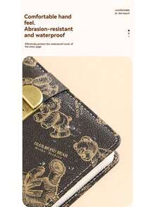 可爱小熊图案密码锁现金笔记本，2026年计划本，圣诞礼物，男士办公用品，快速发货，50个口袋，防水耐用封面，加宽书脊，固定内页，大容量收纳笔记本 - 彩色 - 查看 11