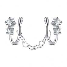 1 chiếc khuyên mũi giả màu vàng/bạc với dây chuyền hình trái tim rỗng, chất liệu thép không gỉ, không cần xỏ lỗ, kiểu dáng Bohemian dành cho nữ, hình nhiều yếu tố trái tim, hoa, bướm, sao, trăng, phụ kiện khuyên mũi giả, quà tặng tinh tế. - Bạc/Vàng - Xem 6