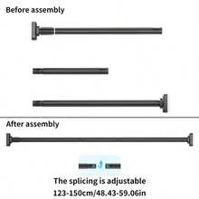 可调节伸缩杆 - 不锈钢材质，塑料端头，无需钻孔即可轻松安装，适用于浴帘、窗帘、门帘、衣物收纳和阳台晾晒，银色、黑色和白色可选，浴室装饰 - 彩色 - 查看 20