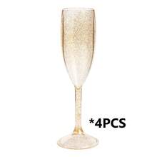 1/2/4/8/12个装 180毫升金色闪光塑料香槟杯，不易碎/派对香槟杯 - 透明閃金 - 查看 9