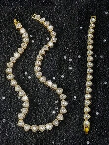 1 Set New Style Men's 10mm Heart-Shaped Mosaic Chain Necklace, European And American Street Hip-Hop Style Heart Necklace, Boyfriend Gift Valentines,Mom,Mother,Mother's Day,Gift - Kiểu dáng a - Xem 10