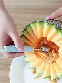 1pc Stainless Steel Melon Scoop, Modern Double Head Melon Baller For Kitchen