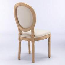 French-Style Dining Chairs, Solid Wood Frame, Antique-Style Painted Linen Backrest, Set Of 2, Beige, DE1845BG - Beige - View 8