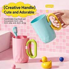 1个多巴胺色牙杯，创意手柄 - 加厚防溅浴室杯，适合成人，可爱旅行牙刷收纳盒。可爱多巴胺色牙杯 - 加厚防溅浴室杯，创意手柄，适合家庭和旅行使用，可爱牙刷收纳盒。多巴胺色牙杯套装（4款） - 加厚防溅浴室杯，创意手柄，适合成人，可爱牙刷收纳盒。 - 彩色 - 查看 2