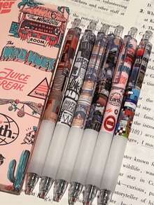 Bộ 6 bút chì bấm kiểu cổ điển 0.5mm, mực đen, thiết kế retro, thích hợp cho học sinh, thi cử. - màu đen - Xem 8