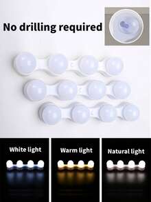 1 đèn LED gắn gương trang điểm dùng nguồn USB, không cần khoan, đèn trang điểm phòng tắm, đèn trang điểm, đèn trang điểm di động dùng pin, đèn hút chân không, đèn gương, nguồn điện kép USB & pin AAA (không bao gồm pin AAA), dễ lắp đặt, thích hợp cho phòng tắm, phòng ngủ, lựa chọn tốt nhất cho trang điểm di động. - Đèn trang điểm - Xem 6