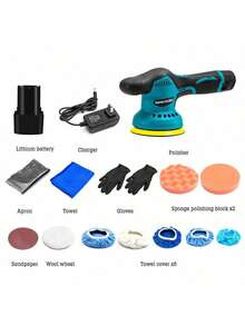 Máquina de pulido de batería de litio de 12V Máquina de depilación Inalámbrica Conveniente pulido automotriz y molienda de velocidad ajustable Máquina de molienda - Azul - Ver 3
