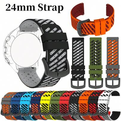 24mm 硅胶表带，运动透气腕带，时尚手链，男女皆宜，适用于 Suunto Watch 9/9 Baro/7/D5/Spartan Sport/Sport Wrist Hr Baro，手表配件，适合万圣节、圣诞节、情人节、新年和其他节日的礼物。
