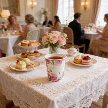 9oz Golden Rose Disposable Paper Cups - Floral Party Cups For 10/25/100 Guests | Birthday Picnic Camping Bridal Shower Gifts - Multicolor - View 3