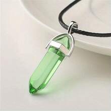 1/5/10pcs Handmade Natural Crystal Hexagonal Pendant With Leather Cord - 9 Color Options, Great For DIY Necklace Jewelry Gifts - Multicolor - View 15